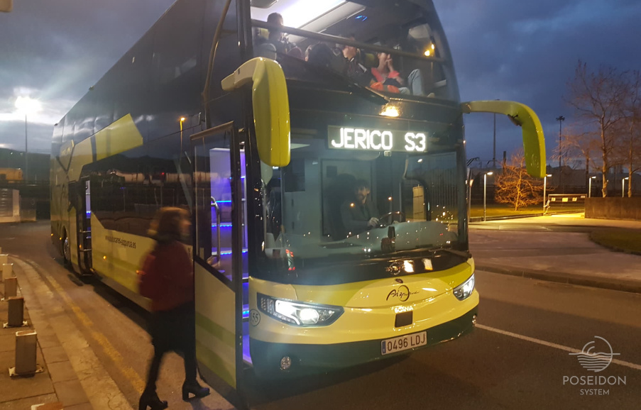 Transportation with the hired Jerico S3 bus 