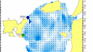 Surface current map recorded by the HF Radar at NE Aegean Sea 